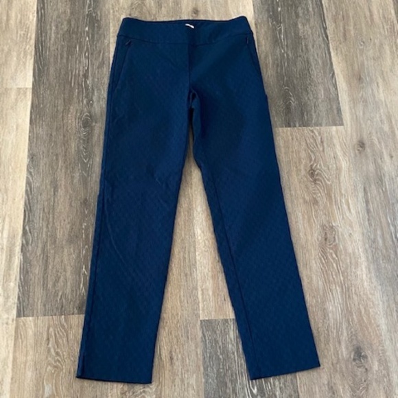 MARGARET M Slimming Pant Blue Jacquard Design XS - Picture 2 of 8